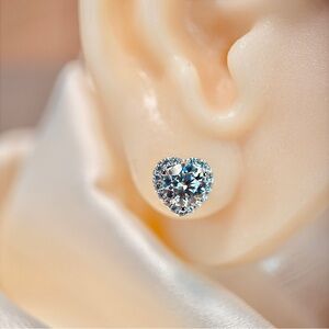 S925 Stud Earrings in 18K Gold Plated 2.18CTW Moissanite Stone Beloved Heart
